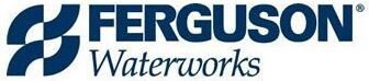 ferguson logo Logo of Ferguson Waterworks, featuring a stylized blue geometric design and the company name in bold blue text.